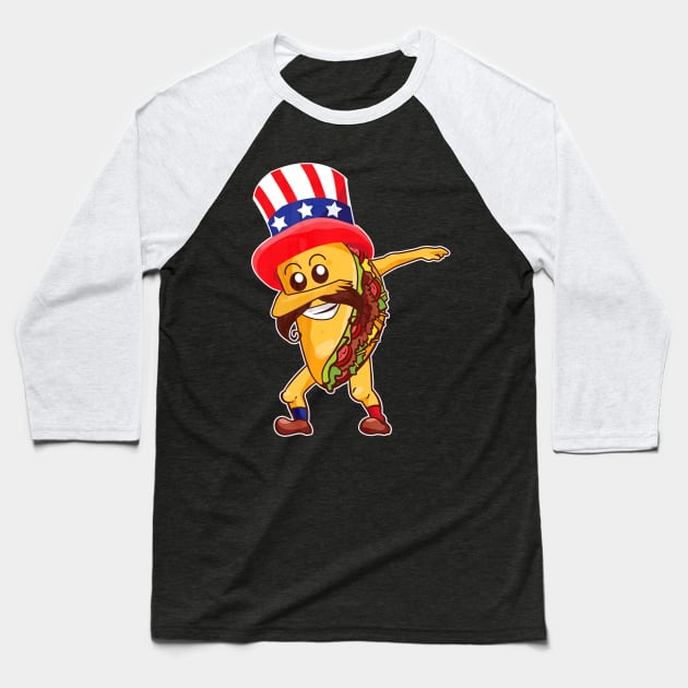 Dabbing Taco 4th July Shirt Fourth of July Baseball T-Shirt by CovidStore